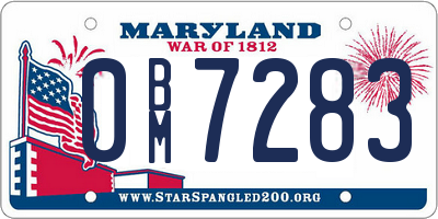 MD license plate 0BM7283