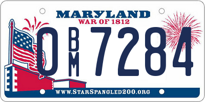 MD license plate 0BM7284