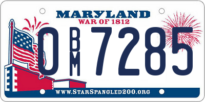 MD license plate 0BM7285