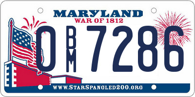 MD license plate 0BM7286