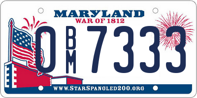 MD license plate 0BM7333
