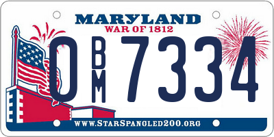 MD license plate 0BM7334