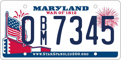 MD license plate 0BM7345