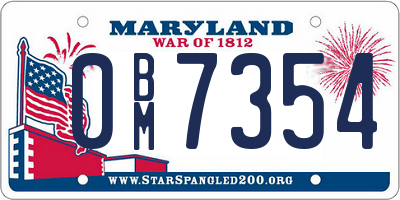 MD license plate 0BM7354