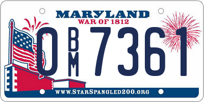 MD license plate 0BM7361