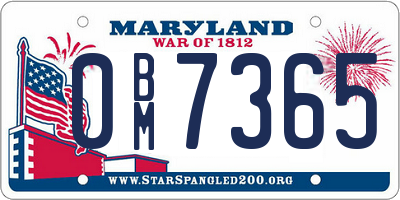 MD license plate 0BM7365