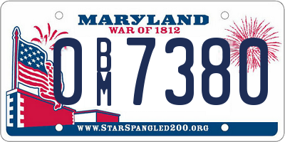 MD license plate 0BM7380