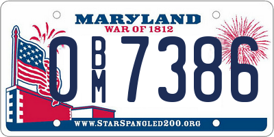 MD license plate 0BM7386