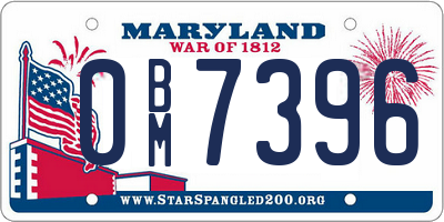 MD license plate 0BM7396