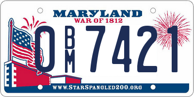 MD license plate 0BM7421