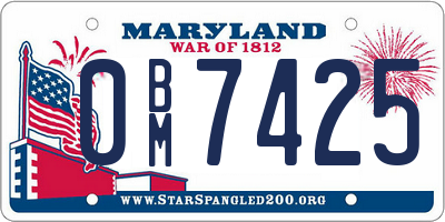MD license plate 0BM7425