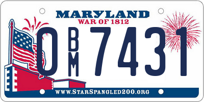 MD license plate 0BM7431