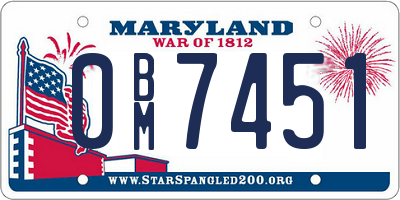 MD license plate 0BM7451