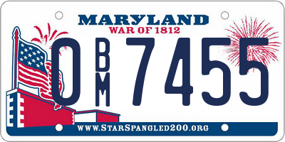 MD license plate 0BM7455
