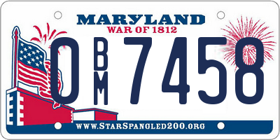 MD license plate 0BM7458