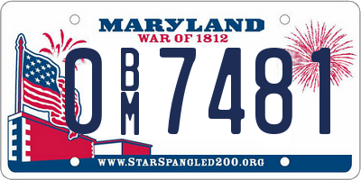 MD license plate 0BM7481
