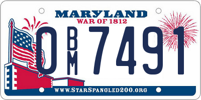 MD license plate 0BM7491