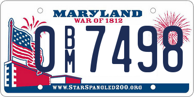 MD license plate 0BM7498