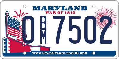 MD license plate 0BM7502