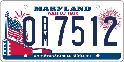 MD license plate 0BM7512