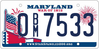 MD license plate 0BM7533