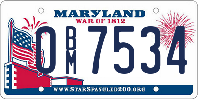 MD license plate 0BM7534