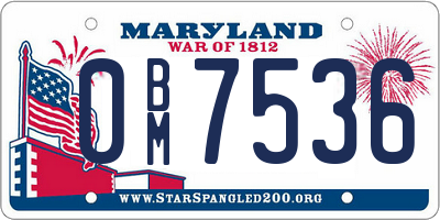 MD license plate 0BM7536