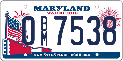 MD license plate 0BM7538