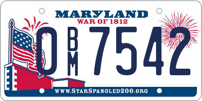 MD license plate 0BM7542