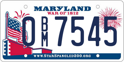 MD license plate 0BM7545