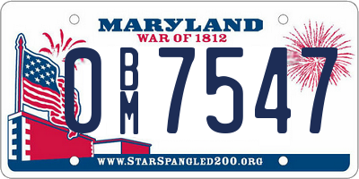 MD license plate 0BM7547