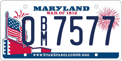 MD license plate 0BM7577