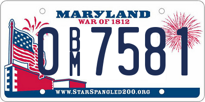 MD license plate 0BM7581