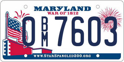 MD license plate 0BM7603