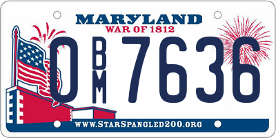 MD license plate 0BM7636