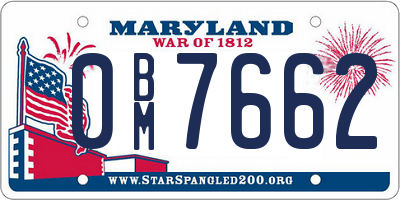MD license plate 0BM7662