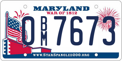 MD license plate 0BM7673