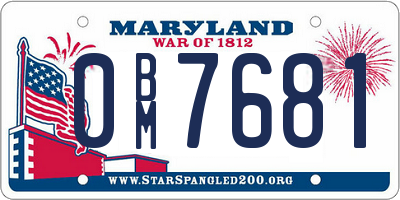 MD license plate 0BM7681