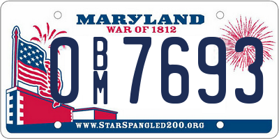 MD license plate 0BM7693