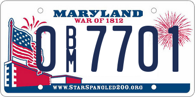 MD license plate 0BM7701
