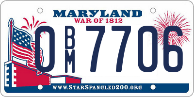 MD license plate 0BM7706