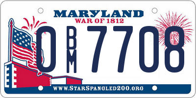 MD license plate 0BM7708