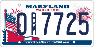 MD license plate 0BM7725