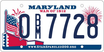 MD license plate 0BM7728
