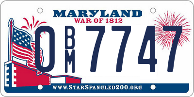 MD license plate 0BM7747