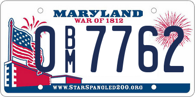 MD license plate 0BM7762