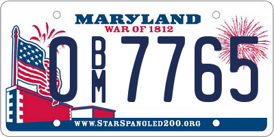 MD license plate 0BM7765