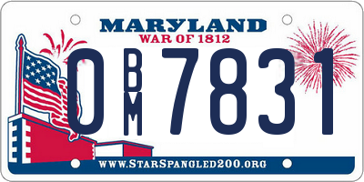 MD license plate 0BM7831