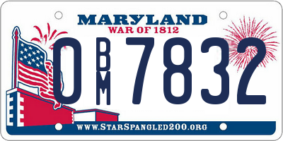 MD license plate 0BM7832