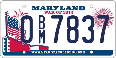 MD license plate 0BM7837